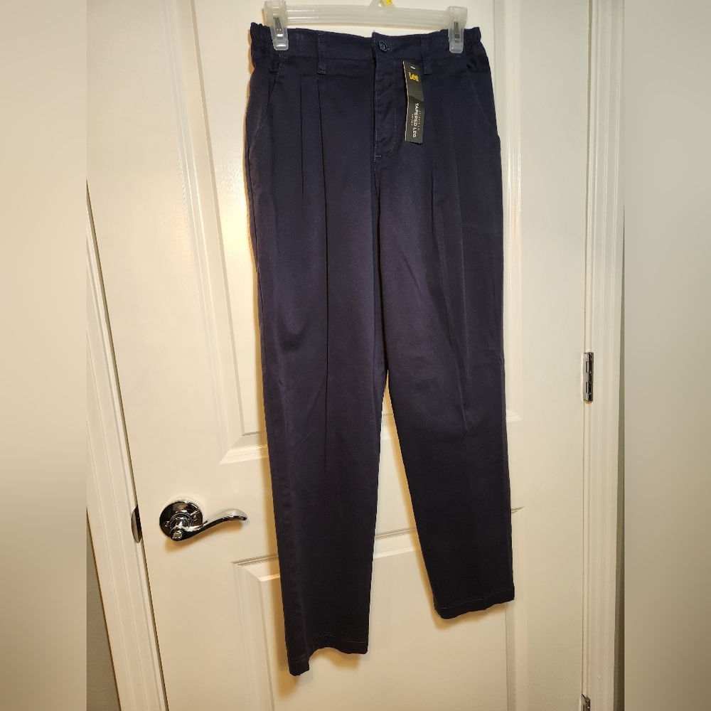 😀Women's Navy Pleated Pants 6P